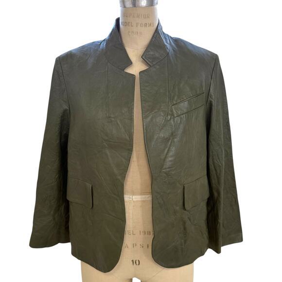 Zadig & Voltaire‎ Leather Jacket FR 42 Womens XL Pickle Green NEW - Picture 1 of 11